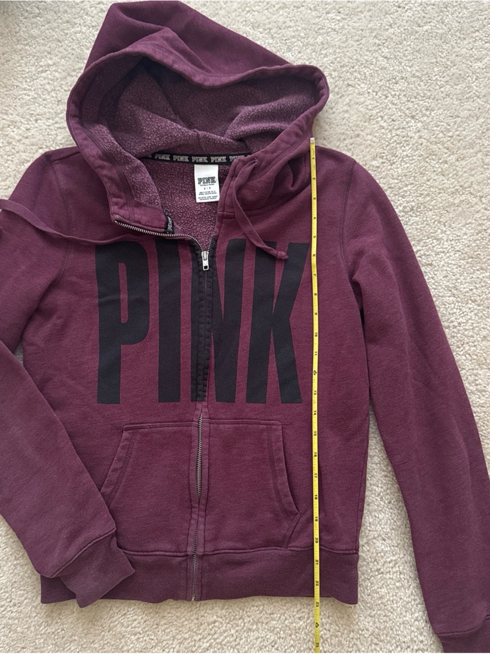 PINK Victoria's Secret Plum Zip-Up Hoodie with Black Logo